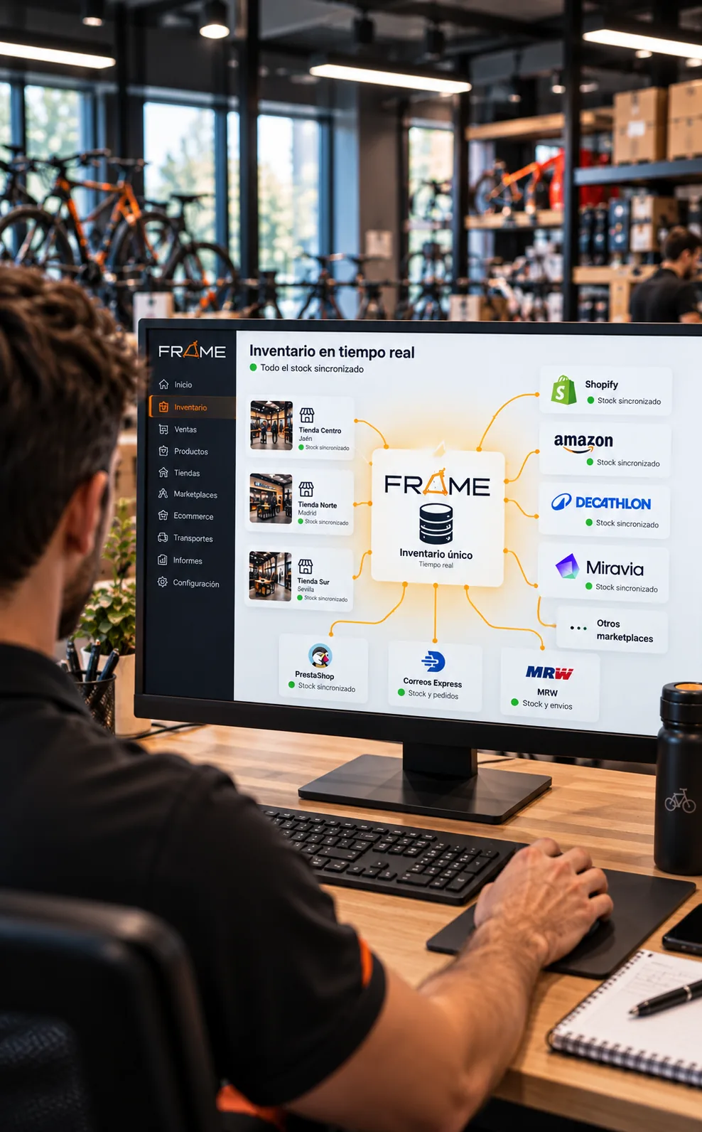 FRAME sincronizando el inventario en tiempo real entre tiendas, ecommerce y marketplaces