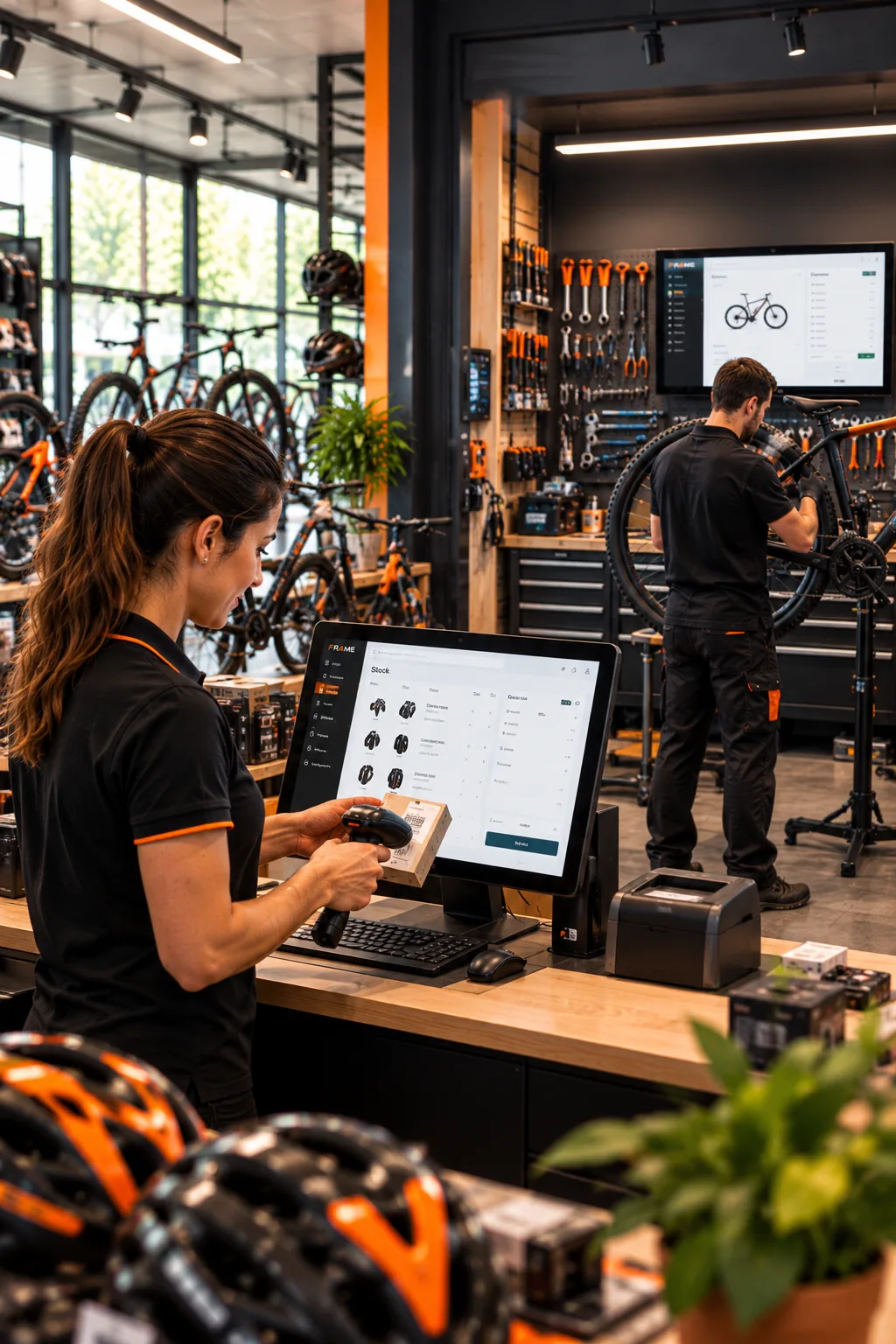 TPV y taller de bicicletas conectados en el mismo software de gestión FRAME