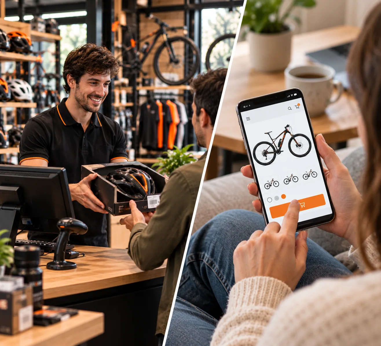 Venta en tienda física y venta online conectadas en un mismo TPV para comercio de bicicletas